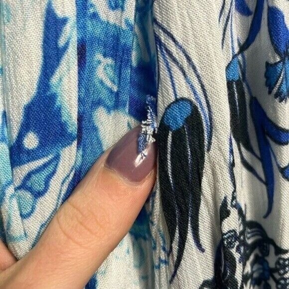 Hemant & Nandita Blue and White Beaded Zipper Boho Printed Maxi Dress - Picture 9 of 16